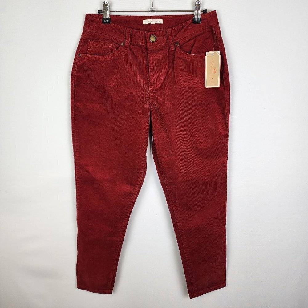 Copper Key Womens Red Corduroy Slim Leg Pants Size 11 NWT CJ6185EWO